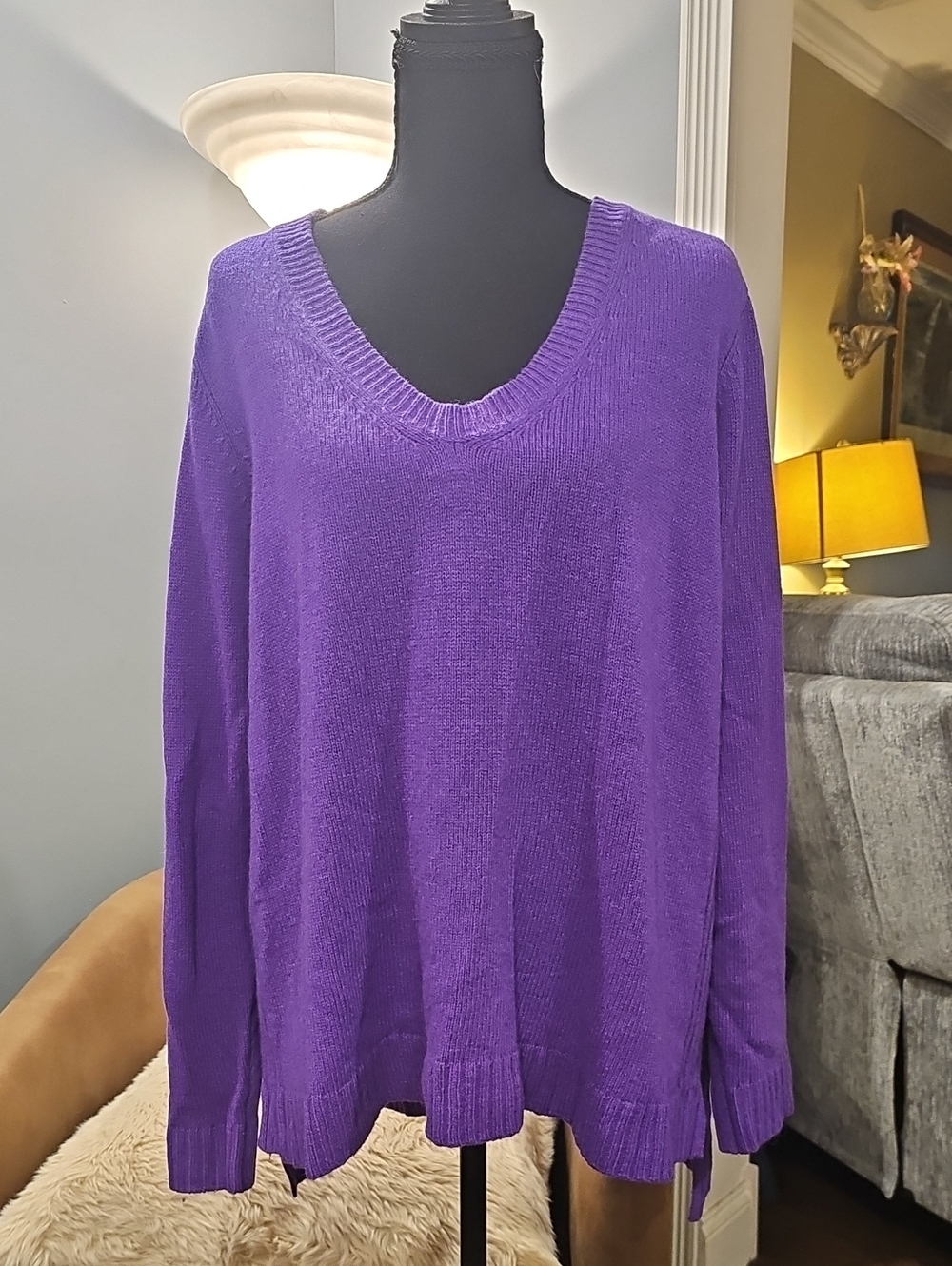 Eileen Fisher yak/wool Purple Scoop-Neck Women's Sweater Sz L